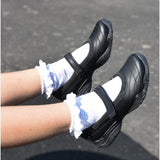 Skechers 81264L/BLK VELOCITY POUTY Girls Leather School Shoes Black