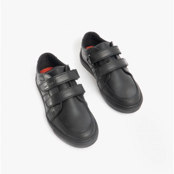 Hush Puppies SANTOS Boys Leather School Shoes Black