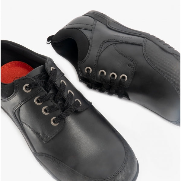 Hush Puppies DEXTER Boys Leather School Shoes Black