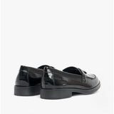 GEOX JR AGATA Girls Moccasin Tassel School Shoes Patent Black