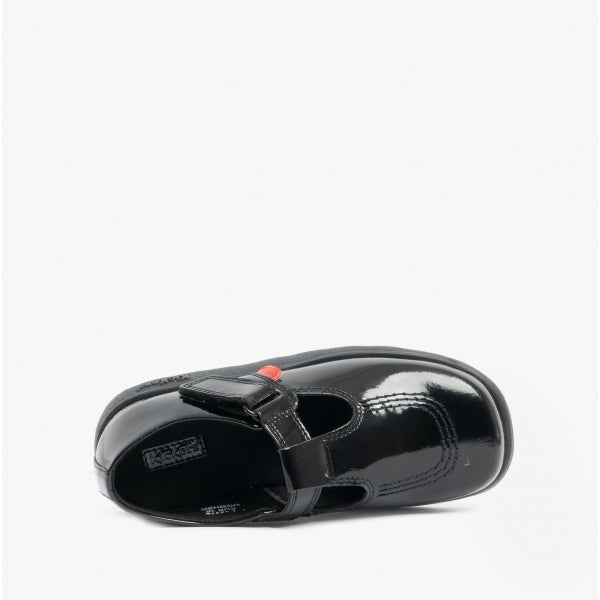 Kickers 115178 FRAGMA T-BAR Girls School Shoes Patent Black