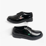 Kickers 116234 FINLEY LO Girls School Shoes Patent Black