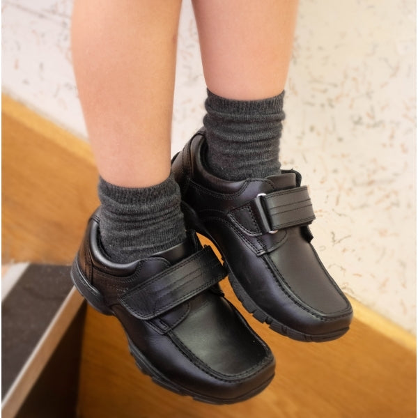 Hush Puppies FREDDY 2 Boys Leather School Shoes Black