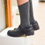 GEOX JR CASEY Girls Matte Black Leather School Shoes