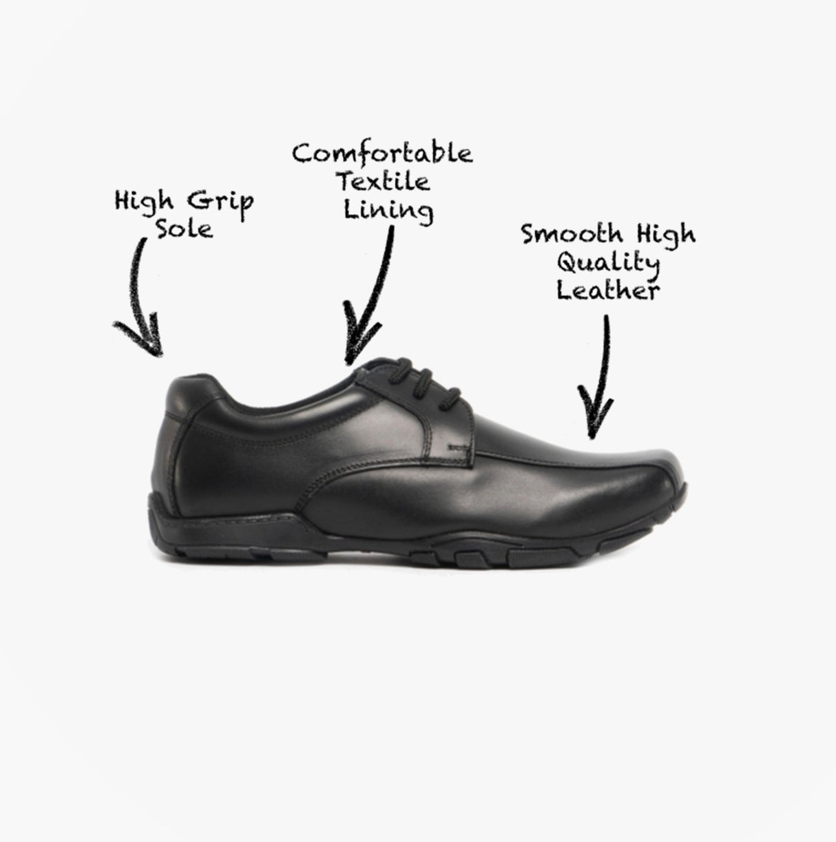 Hush Puppies VINCENTE Boys Leather Derby School Shoes Black