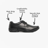 Hush Puppies VINCENTE Boys Leather Derby School Shoes Black