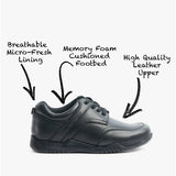 Hush Puppies HARVEY Boys Leather School Shoes Black