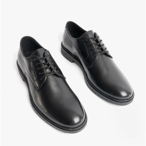 Hush Puppies STERLING Mens Leather Derby Shoes Black