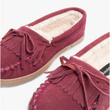 Hush Puppies ADDY Womens Suede Moccasin Slippers Burgundy