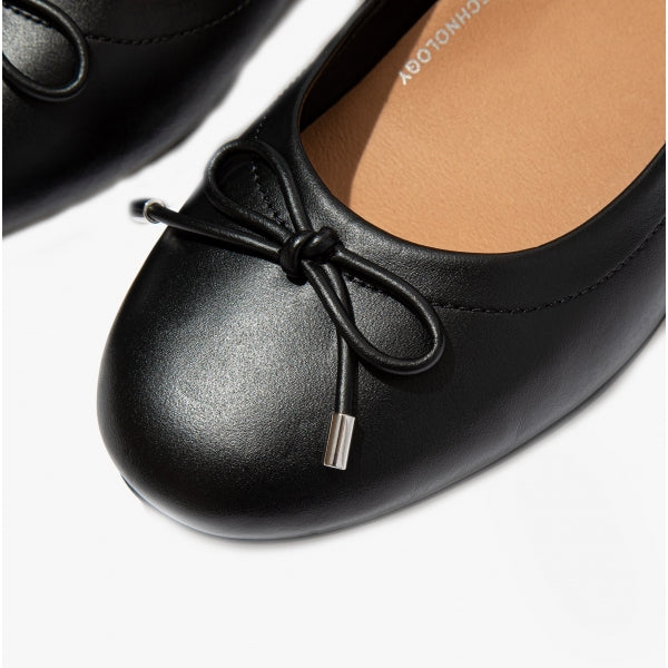 FitFlop ALLEGRO Womens Leather Ballerina Shoes All Black