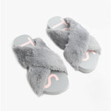 TOMS SUSIE Womens Faux Fur Mule Slippers Grey