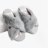 TOMS SUSIE Womens Faux Fur Mule Slippers Grey