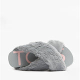 TOMS SUSIE Womens Faux Fur Mule Slippers Grey