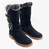 Hush Puppies MEGAN Womens Suede Mid-Calf Boots Navy