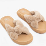 Rocket Dog SLADE WINETTE Womens Faux Fur Slide Sandals Tan