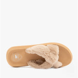 Rocket Dog SLADE WINETTE Womens Faux Fur Slide Sandals Tan