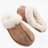 HOS Sheepskin AYLA Womens Real Sheepskin Mule Slippers Chestnut