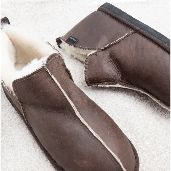 Shepherd ANTON Mens Sheepskin Slipper Boots Oiled Antique