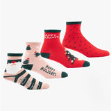 Vero Moda SNOWFLAKE Womens Cotton Mix 4 Pack Christmas Socks Red/Multi