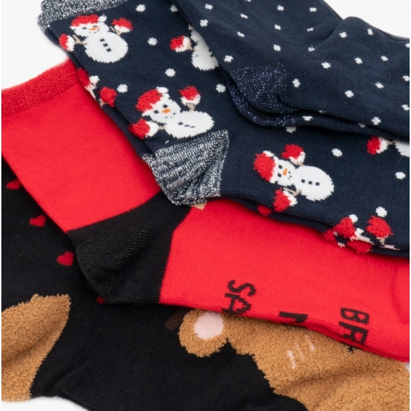 Vero Moda HOHO Womens Cotton Mix 4 Pack Christmas Socks Multi: ONE SIZE