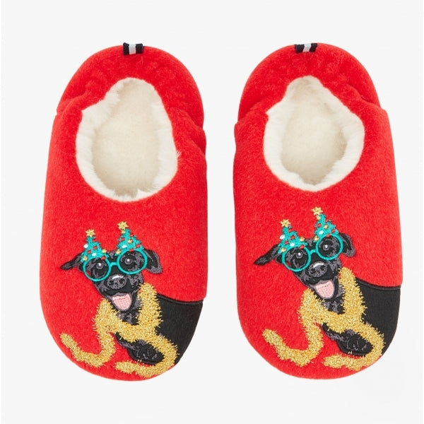 Joules SLIPPET Girls Textile Mule Slippers Christmas Dog