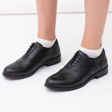 Hush Puppies NATALIE Womens Leather Brogue Shoes Black