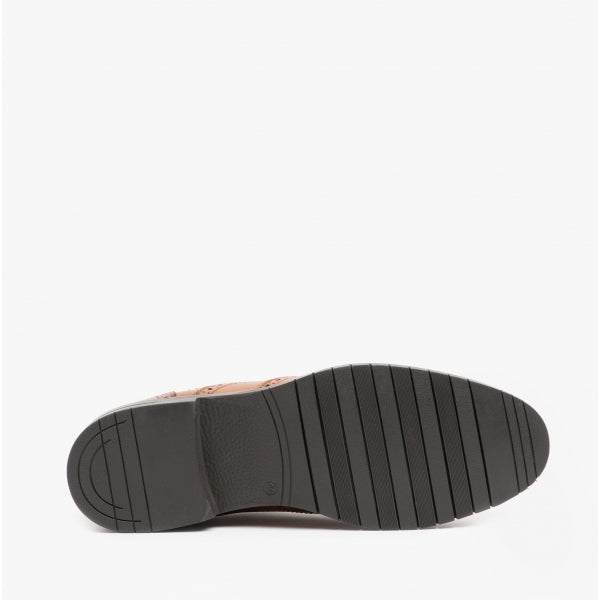 Hush Puppies SANTIAGO Mens Leather Oxford Brogue Shoes Brown