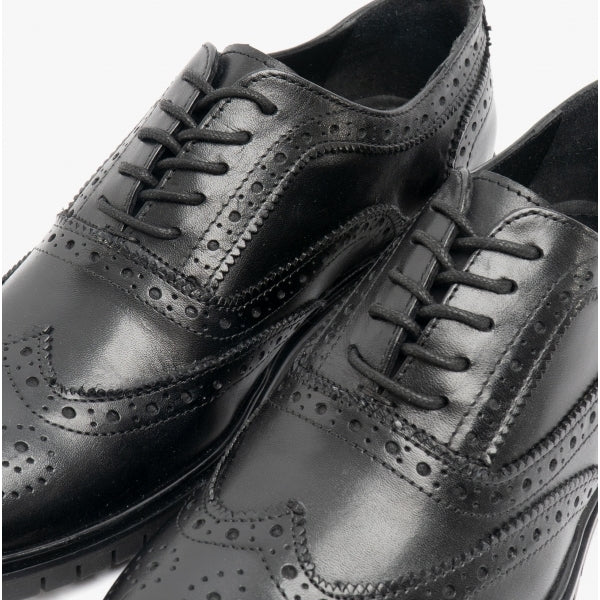 Hush Puppies SANTIAGO Mens Leather Oxford Brogue Shoes Black