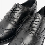 Hush Puppies SANTIAGO Mens Leather Oxford Brogue Shoes Black