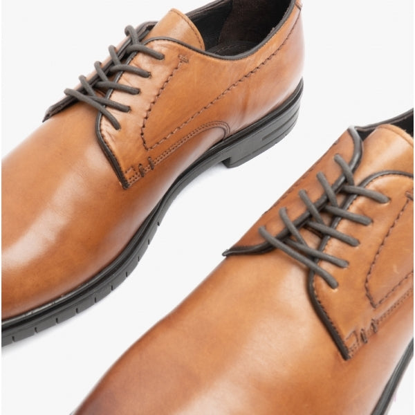 Hush Puppies STERLING Mens Leather Derby Shoes Tan