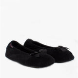 Totes Isotoner STRETCH TERRY BOW Womens Ballerina Slippers Black