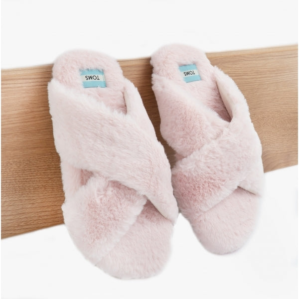 TOMS SUSIE Womens Faux Fur Mule Slippers Pink