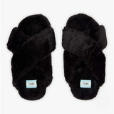 TOMS SUSIE Womens Faux Fur Mule Slippers Black