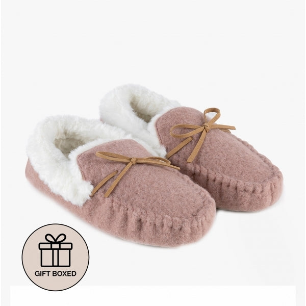 Totes Toasties FELT Womens Moccasin Slippers Pink