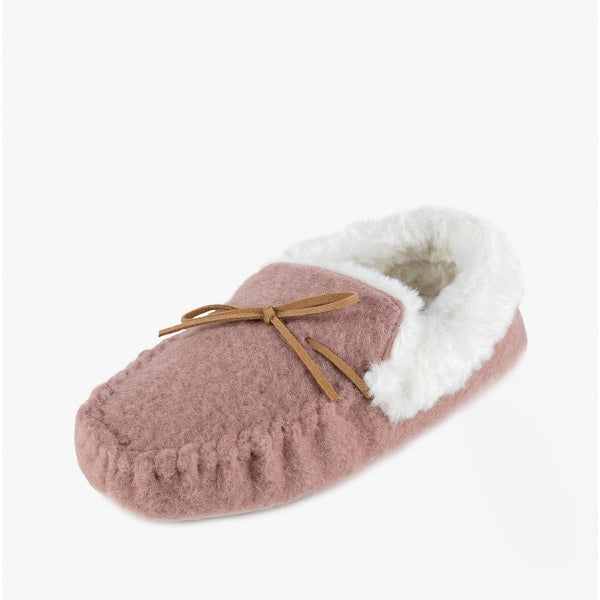 Totes Toasties FELT Womens Moccasin Slippers Pink