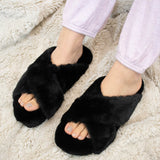 TOMS SUSIE Womens Faux Fur Mule Slippers Black