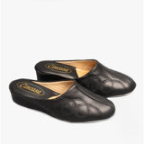 Cincasa Menorca MAHON Womens Leather Mule Slippers Black