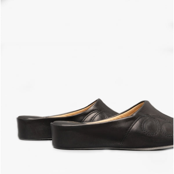 Cincasa Menorca MAHON Womens Leather Mule Slippers Black