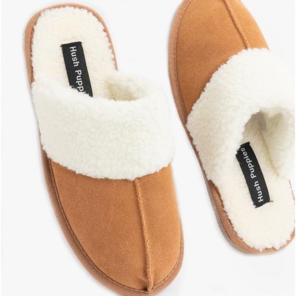 Hush Puppies ARIANNA Womens Suede Mule Slippers Tan