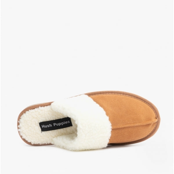 Hush Puppies ARIANNA Womens Suede Mule Slippers Tan