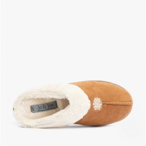 Jo & Joe SNUGGLE Womens Mule Slippers Cognac