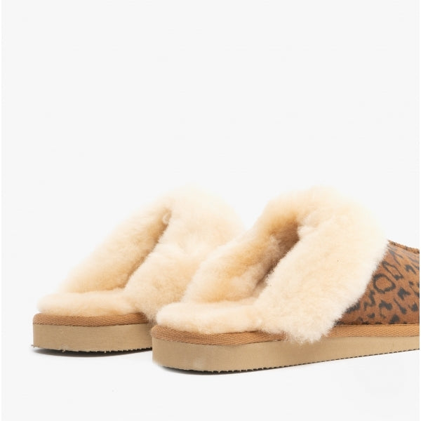Shepherd JESSICA Womens Sheepskin Mules Chestnut/Leopard