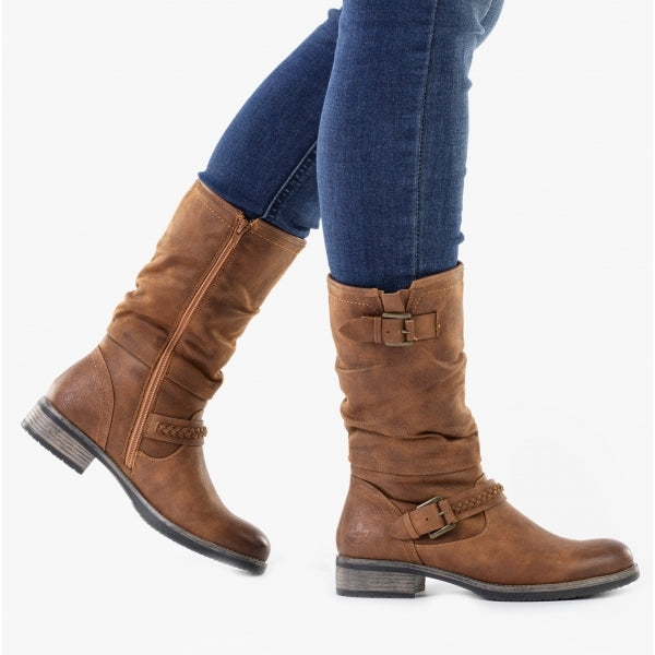 Rieker 98860-22 Womens Calf Length Boots Nut Brown