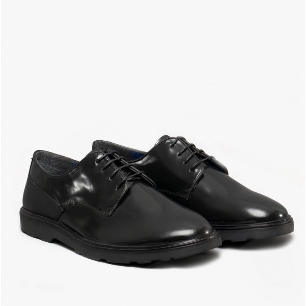 Silver Street London RUSKIN Mens Leather Derby Shoes Black