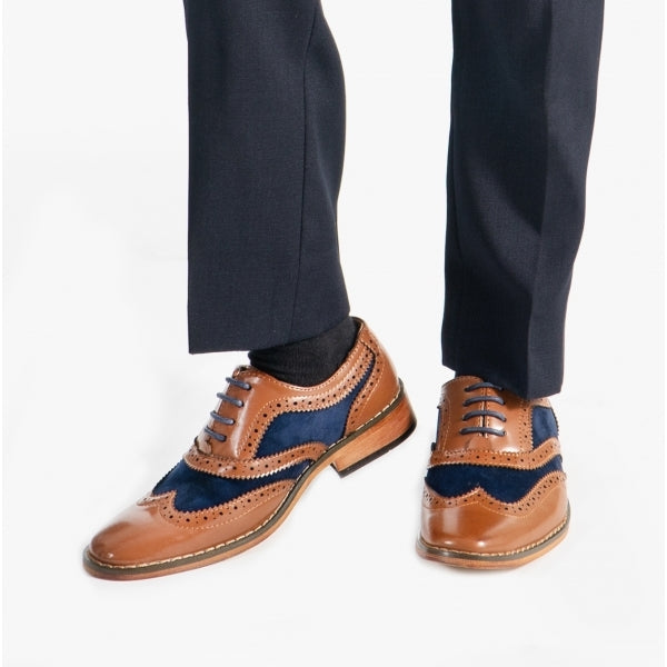 Goor DAVID JNR Boys Two Tone Brogues Tan/Navy