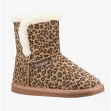 Hush Puppies ASHLEIGH Womens Suede Boot Slippers Leopard Print