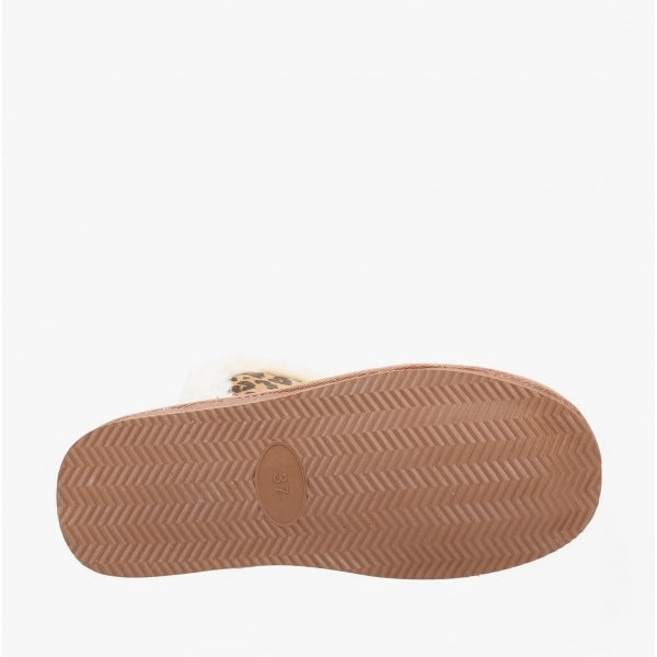 Hush Puppies ASHLEIGH Womens Suede Boot Slippers Leopard Print