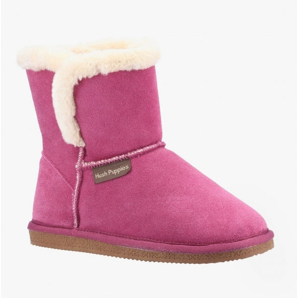 Hush Puppies ASHLEIGH Womens Suede Boot Slippers Rose