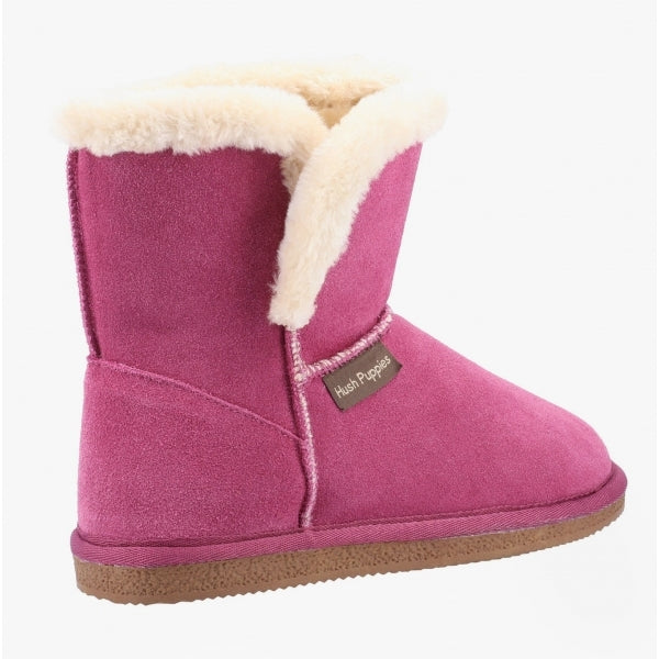 Hush Puppies ASHLEIGH Womens Suede Boot Slippers Rose