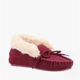 Hush Puppies PHILIPPA Womens Suede Moccasin Slippers Dark Red
